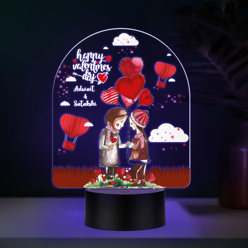 Personalized Valentine LED Lamp with Custom Name  7 Color Changing Romantic Night Light Valentine Gift for Couples Couple Night Light Frame Lamp